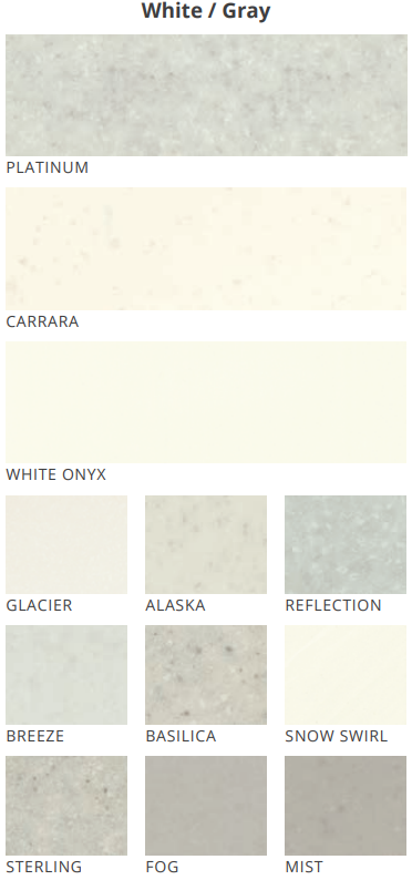 White Gray Cultured Marble Options